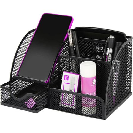 Skrivebordsorganisator, Skrivebordsoppbevaring, Multifunksjonell Metallnett Penn, ZQKLA