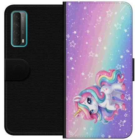 Kompatibel Tegnebogsetui til Huawei P smart 2021 Stitch i polaroidrammer med blå pasteltoner og søde udtryk i collager med hjerter