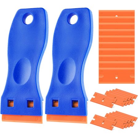 Plastrakbladsskrapa, Repsäker Plastskrapa med Dubbelsidiga Blad för Borttagning av Klistermärken och Lim, Säker Rengöringsskrapa