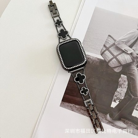 Klockarmband för Apple Watch iWatch 44mm 4/5/6/SE svart på svart