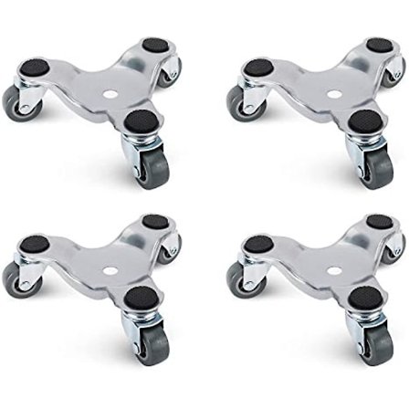 4-pack 6-tums Tri-Dolly-set i stål för möbel- och apparatflytt, 220 kg lastkapacitet