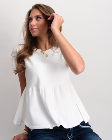 RYVLS Knit Peplum Top Cremefarben Pullover Mädchen - Kids Brand Store