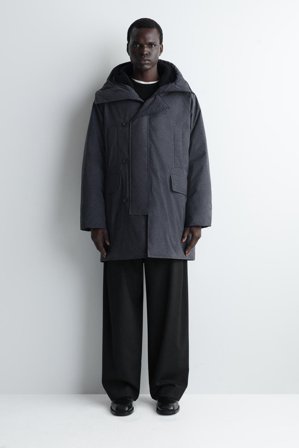 COS Men's Technical Hooded Down Parka in Grey