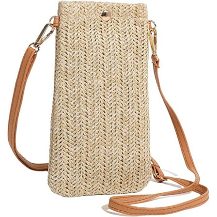 Olkalaukut(Khaki), Naisten rennot kudotut olkiset kudotut laukut, kudotut crossbody-laukut, matkapuhelinlaukut