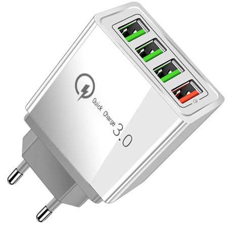 Snabbladdare 4x USB Quick Charge 3.0 3.1A Vit