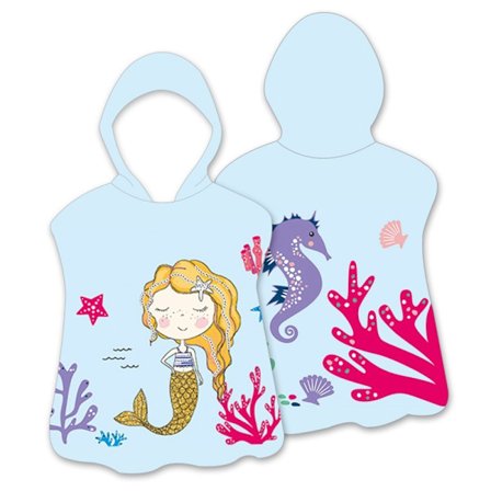 Huva Cape Badhandduk Badrock Poncho, 60x60cm - Coral Mermaid