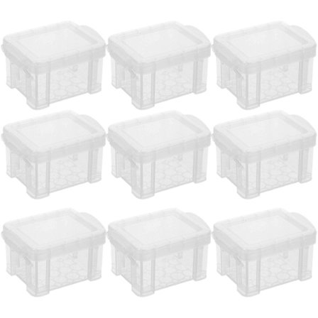 10 stk. Små Beholdere med Låg Plastkasse Lille Opbevaringskasse Plast Lille Opbevaringsboks
