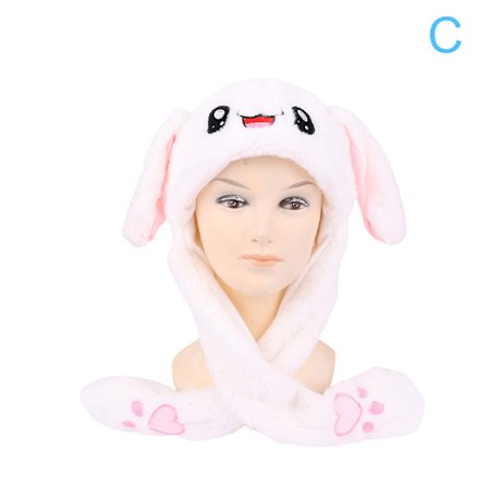Kvinners Movable Bunny Ears Hats With Lights Girls Winter Plysj