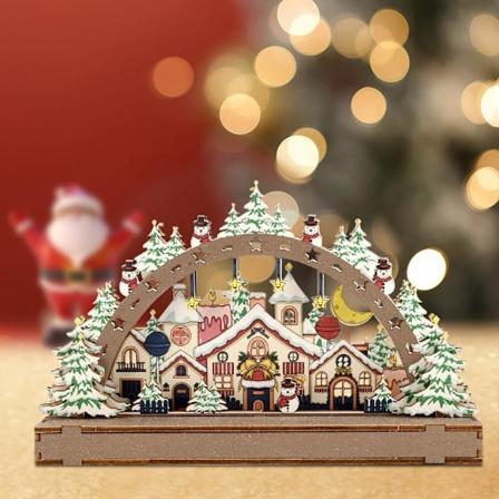 3D Jultomte Pussel i Trä Byhus Pussel för Vuxna Modellstad Semestergåva Jul Vinter Borddekoration,B B