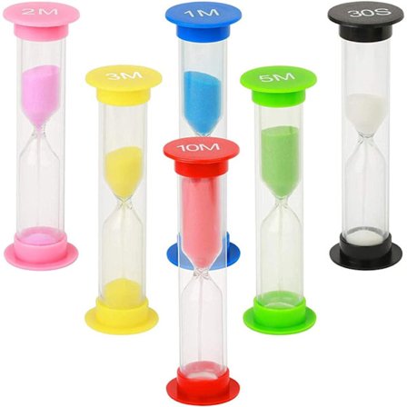 Sandtimer för barn, ZKSMNB Plast Timglas, Sandglas Leksak Sandklocka 30 sek / 1 min / 2 min / 3 min / 5 min / 10 min för Kök, Kontor, Skola