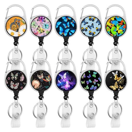 10-pack infällbar märkeshållare med karbinhake, infällbar nyckelringslinor ID-korthållare med bältesklämma Heavy Duty Key Namn Tag Extende