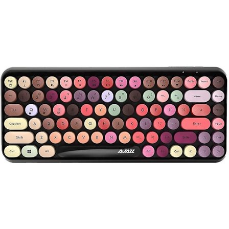 Trådløst Bluetooth-tastatur, Mini 84-tasters Retro Rund Tastehætte Trådløst Bluetooth-tastatur, Ergonomisk Design, Kompatibelt med PC, Computer, 