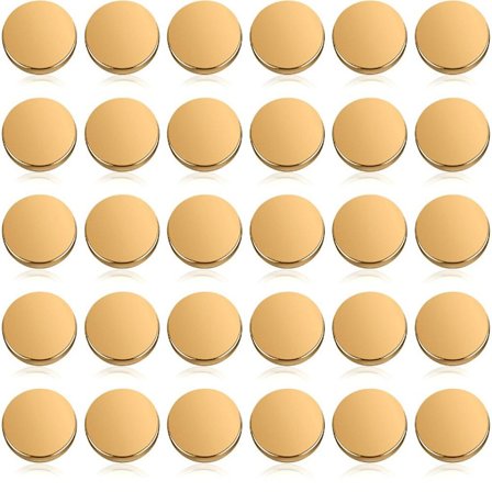 30 stk. gyldne knapper, legeringsknapper, flade runde knapper