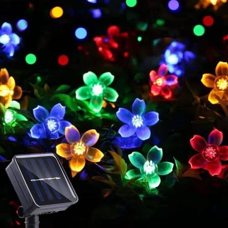 Solcelle-lysstreng Kirsebærblomst Fe 50LED 8 Tilstande Vandafvisende Udendørs Have Jule Terrasse Indendørs Dekoration Flerfarvet sjx