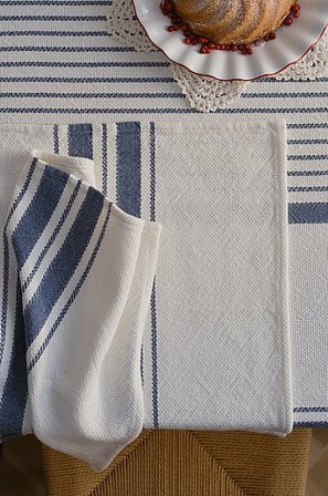 Jotex - Serviette Im 2er-pack Blau/naturweiß - KLAUS - Kaufe Servietten bei Jotex