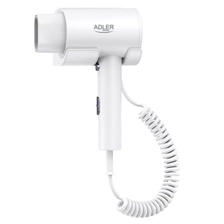Väggmonterad hårtork med 2000 W effekt och överhettningsskydd - Vit