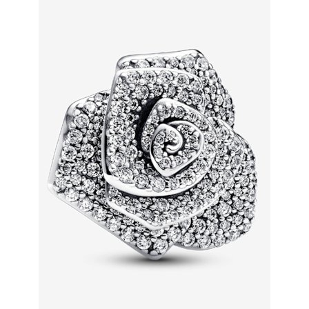 Pandora - Glittrande Ros i Blomning Stor Berlock - Sterlingsilver