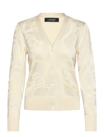 Lauren Ralph Lauren Belting-Motif V-Neck Cardigan - Cream - L