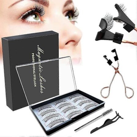 Magnetiske Øjenvipper, 3D Kunstige Øjenvipper, Magnetisk Sæt med Hjælpepincet &