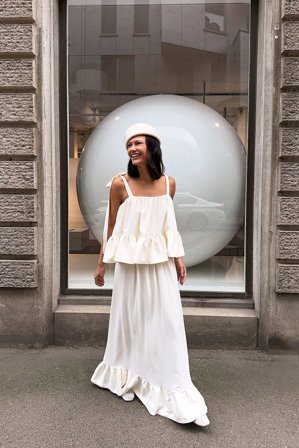 NA-KD Haut volanté noué sur les épaules - Ensembles d'été - Beige - EU 40