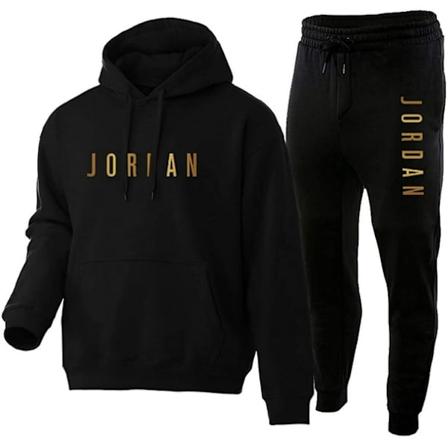 Herre Træningsdragter Fuld, Jordan Jersey Hættetrøjer og Sweat Pants 2 Dele,Klassisk Behagelig Vintage Sweatshirt Langærmede Toppe og Bund til Hjemme 