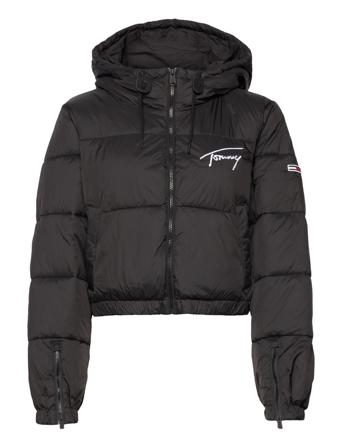 Tjw Signature Cropped Puffer Fôret Jakke Svart Tommy Jeans