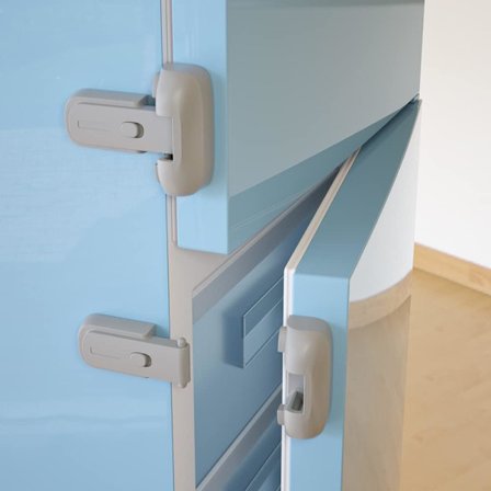 (Grå) 2 delar Baby Safety Kylskåpslås, Barnsäkert Kylfrys