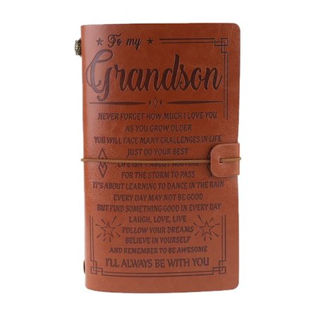 Vintage graverad konstläderjournal Anteckningsbok Dagbok till barnbarn Barnbarn Resanteckningsblock Present 20x12cm