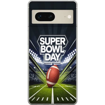Yhteensopiva Puhelinkuori Google Pixel 7 Super Bowl Day juliste, jossa amerikkalainen jalkapallo valaistuksella varustetulla areenalla dramaattisessa
