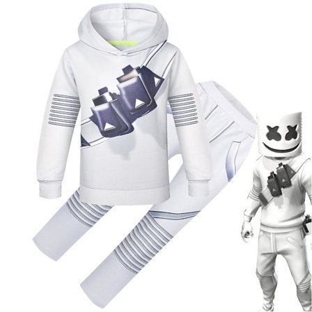 2023-dj Marshmello Børne Hvid 3d-print T-shirt Sæt Halloween Karneval Fest Kostume R_a