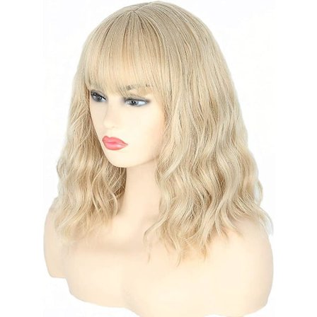 Blond parykk for kvinner parykk med frynser mote daglig bruk syntetisk parykk (blond) Acsergery gave