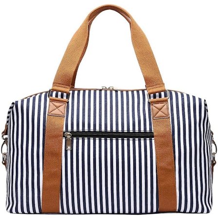 Retro-stil stripete kvinners lerret reiseveske