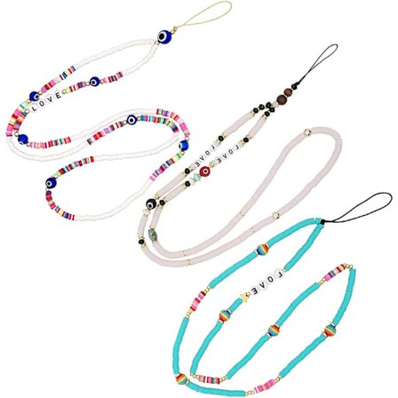 Kvinnors handleds LOVE Letter färgglada keramiska telefonarmband (3 stilar) 3 st