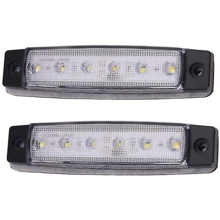 12V 6 LED positionslys til trailer, baglygte, sidemarkeringslys, blinklys, instrumentbelysning (hvid)