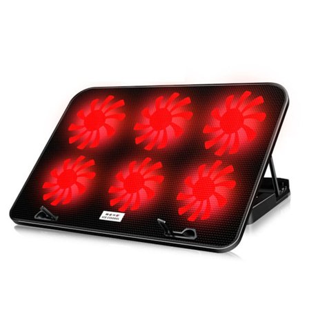 Laptop Kjølematte Gaming Laptop Kjøler Kjølestativ med 6 Stille Vifter for 11-18 tommers Laptoper 5 Høydeinnstillinger 2 USB-porter