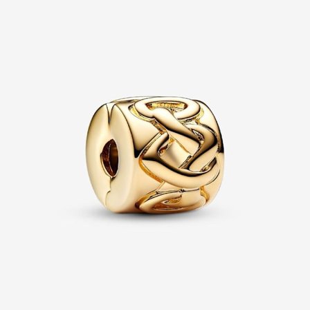 - Clipberlock med knyttede hjerter – 14k gullbelegg