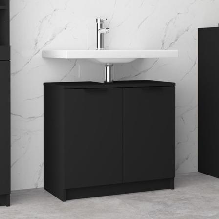 vidaXL Badrumsskåp svart 64,5x33,5x59 cm konstruerat trä Svart