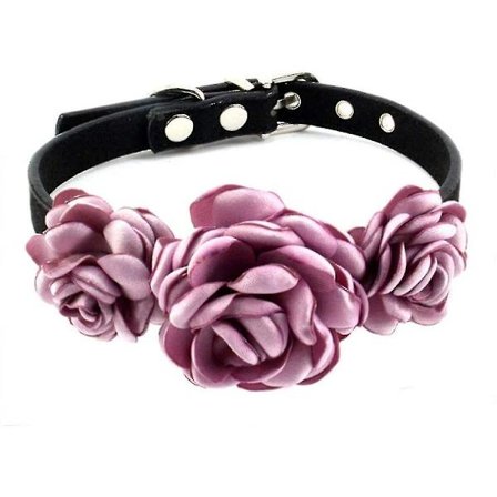 Valentinsdagens blomsterhund katt krage - mocka valp bröllop krage för kattunge & valp - Chihuahua York kläder accessoar kläder, ljus lila, ris