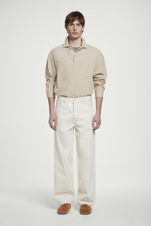 COS Men's Camicia In Cotone Seersucker in Beige