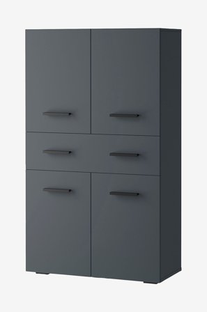 Loft24 - Malika Badeværelseskab med 4 låger 1 skuffe - Grå - Badeværelsesmøbler - Fra Homeroom