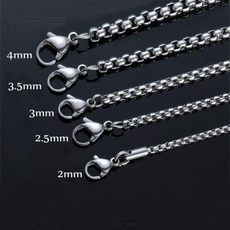 2PCS 304 Halsband i rostfritt stål 2-4MM män kedja smycken 2mm x 20inch