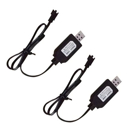 2 stk USB-ladekabel SM2.0 2P-kontakter for 4,8V NiMH NiCd-batterier Leker