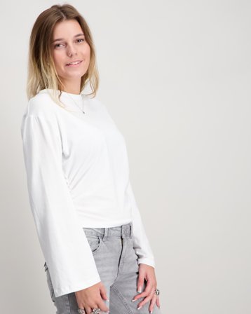 LMTD NLFREBEC LS ROUCHED SHORT TOP Hvit Topper/Bluser Jente - Kids Brand Store