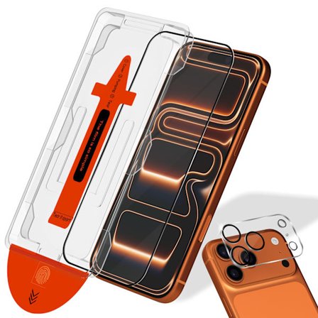 1-PACK iPhone 17 Pro Max Näytönsuoja & 1-Pack linssinsuoja - Karkaistu Lasi | [Automaattinen Asennus] - Kuplaton