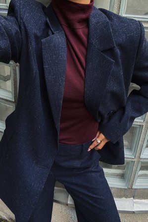 Janka Polliani x NA-KD - Skreddersydd blazer med lang linje - Drakt - Blå - EU 34