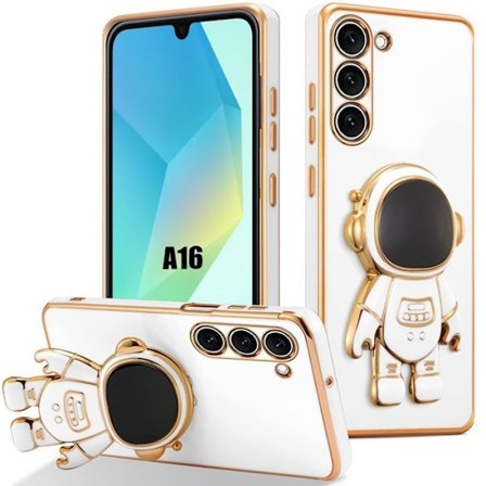 Coque til Samsung Galaxy A16 4G/5G, Silikonebeskyttelse med Støtte Astronautmønster - Hvid