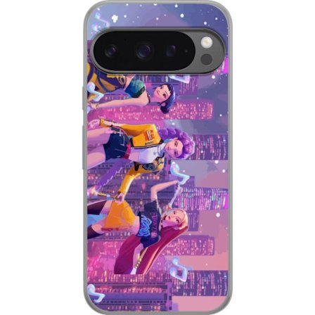 Yhteensopiva Puhelinkuori Google Google Pixel 9 Pro XL Tulevaisuutta ennakoiva K-Pop Demon Hunters tyttöryhmän kuvitus neonkaupungin popkulttuuriest