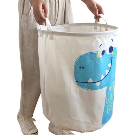 Lekeoppbevaring, stor, lett sammenleggbar lerretsvaskeromskurv for oppbevaring av leker, skitne klær, for sovesaler, barnerom, bad (Dinosaurie)