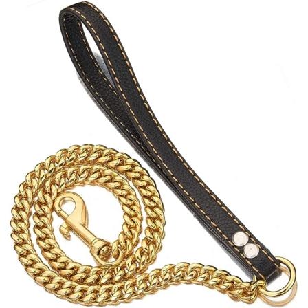 Kultainen koiran ketjuhihna Link-pannalle 12 mm:n raskaan sarjan metallihihna