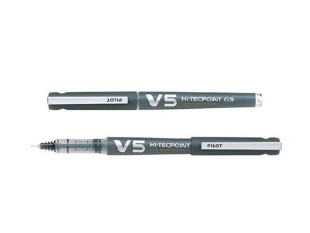 Pilot Begreen Bläckkulpenna, Begreen Hi-Tecpoint V5 rollerballpenna med stift, extra tunn spets på 0,5 mm, svart - Lyreco - Kontorsmaterial > Pennor >